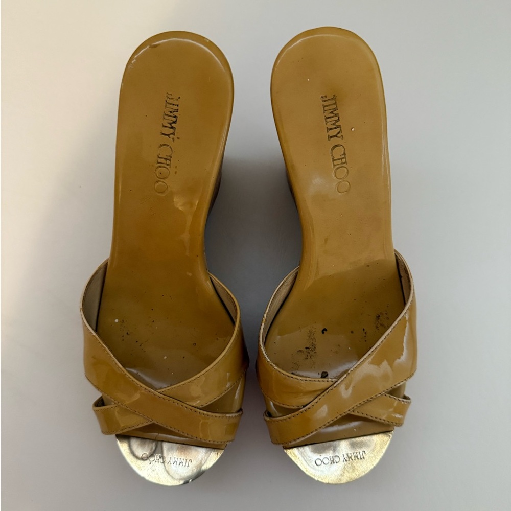 Jimmy Choo Tan Women's Shoes Cork Wedges